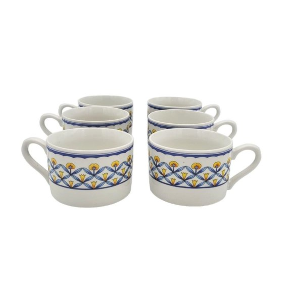 VTG 1994 Farberware Country‎ Concepts Set of 6 Coffee Tea Mugs Cups 629 Blue